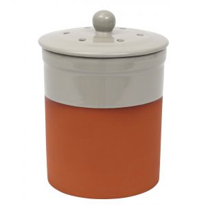 Chetnole Terracotta Ceramic Compost Bin / Food Caddy - 3 L Pale Grey Main Image