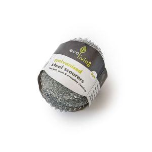 pack of three rust resistant galvanised steel cleaning scourers